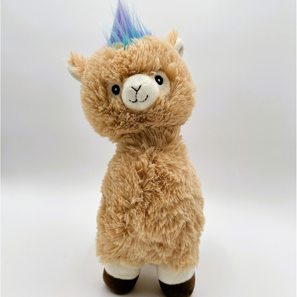 Fiesta Toy Llama Alpaca Tan Brown Colorful Hair 13" Plush Birthday Fiesta